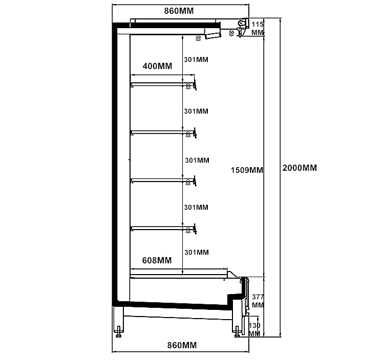 4 Layers Shelves Open Vertical Multi Deck Display Chiller5