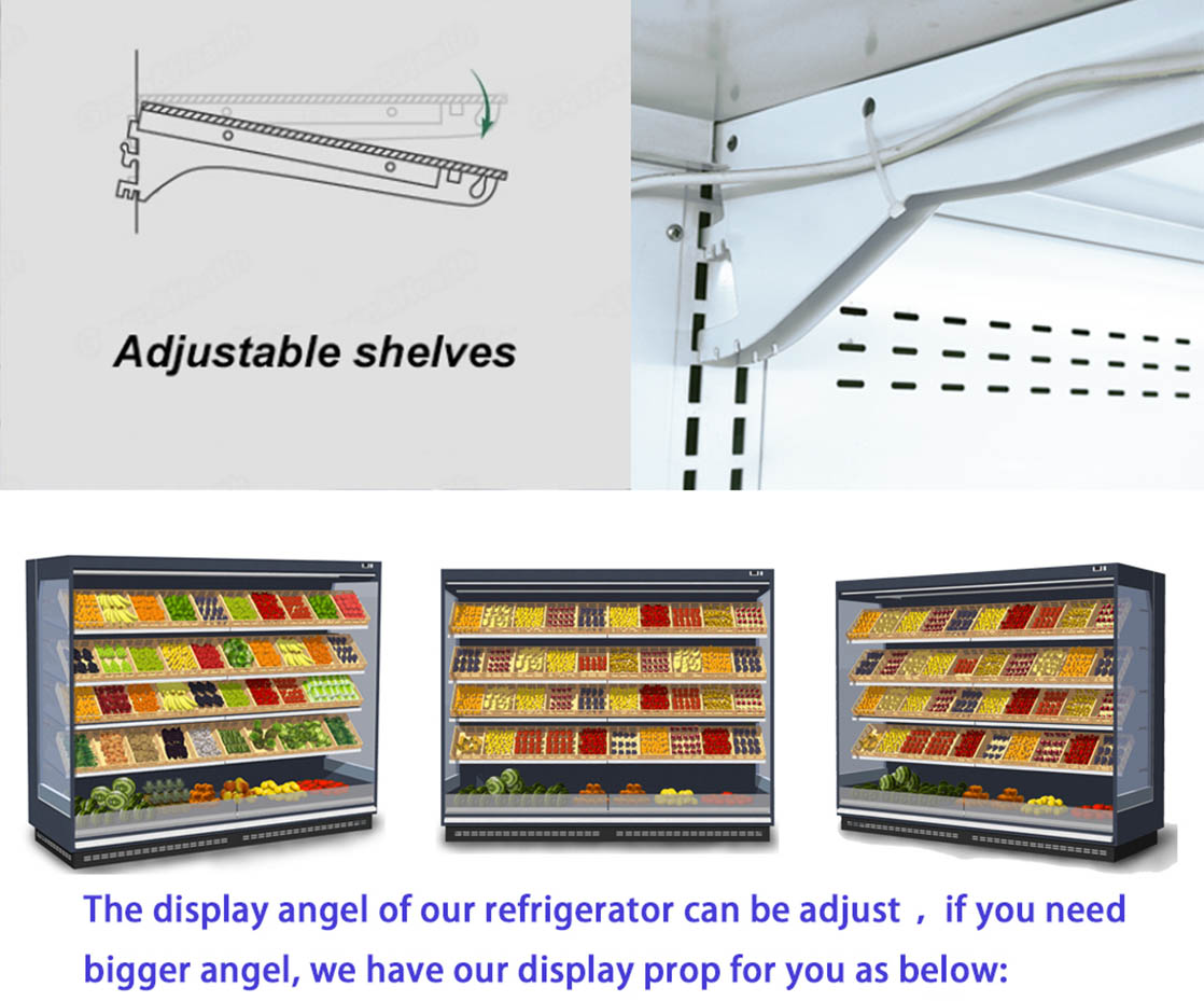 Low Base 5 Layers Shelves Open Vertical Multi Deck Display Chiller020