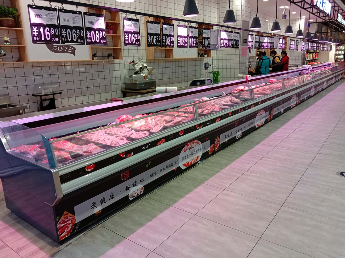 Luxury Fresh Meat Service Over Counter Showcase With Stainless Steel Shelves11