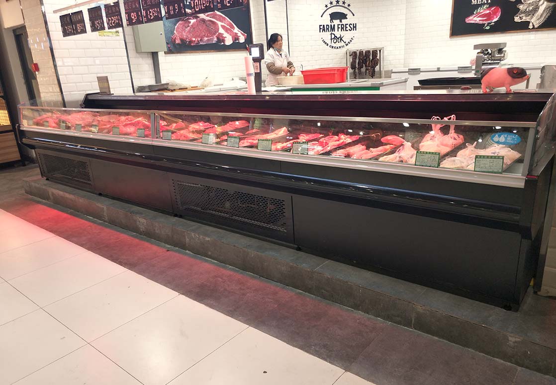 Luxury Fresh Meat Service Over Counter Showcase With Stainless Steel Shelves12