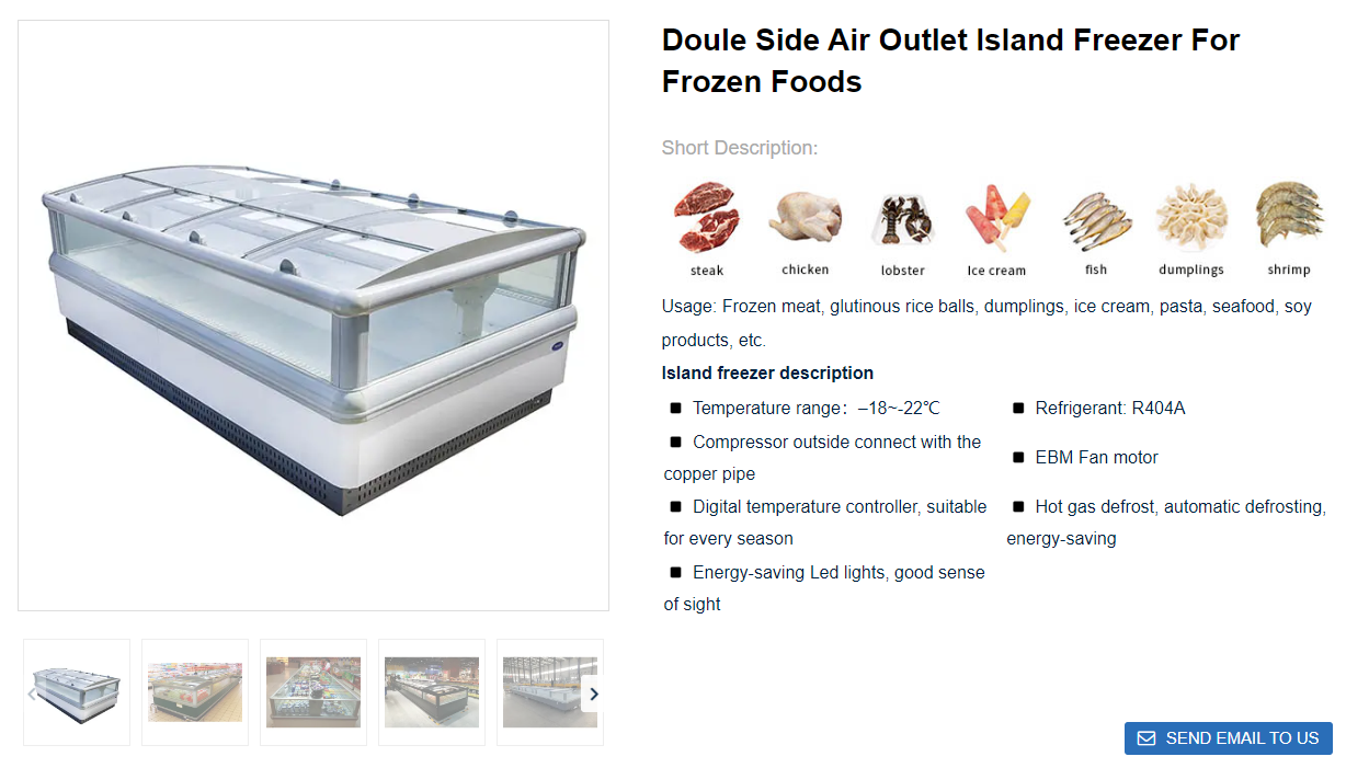 island freezer for frozen foods