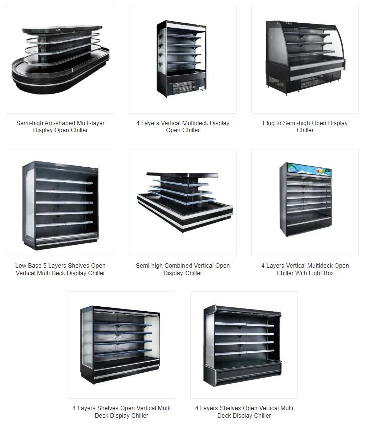 open chiller for vegetables fruit milk beverages