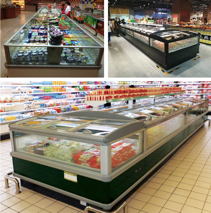 Doule Side Air Outlet Island Freezer For Frozen Foods