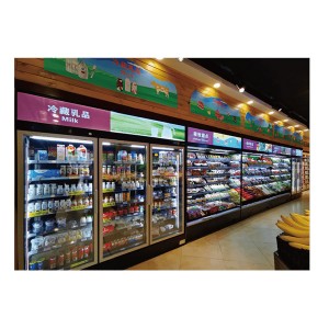 ODM Factory Commercial Supermarket Large Standing Cooler Beverage Refrigerated Produce Display Cooler Semi Equipment Freezer Display Refrigerator