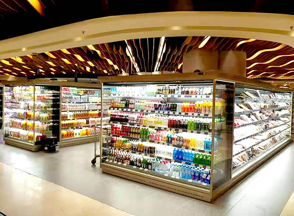 Low Base 5 Layers Shelves Open Vertical Multi Deck Display Chiller