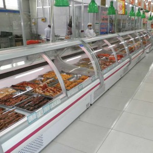 China Supplier Commercial Fridge Supermarket Display Glass Cooler Butchery Fresh Meat Fridge Showcase Deli Food Counter