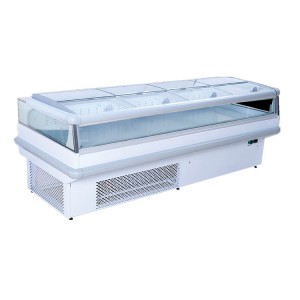 New Delivery for Commercial Large-Capacity Freezer Display Refrigerated Frozen Fresh Horizontal Island Cabinet Transparent Glass Supermarket Refrigerator