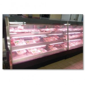 Stainless Steel Vertical Fresh Meat Service Display Open Chiller