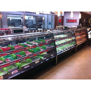 Stainless Steel Vertical Fresh Meat Service Display Open Chiller