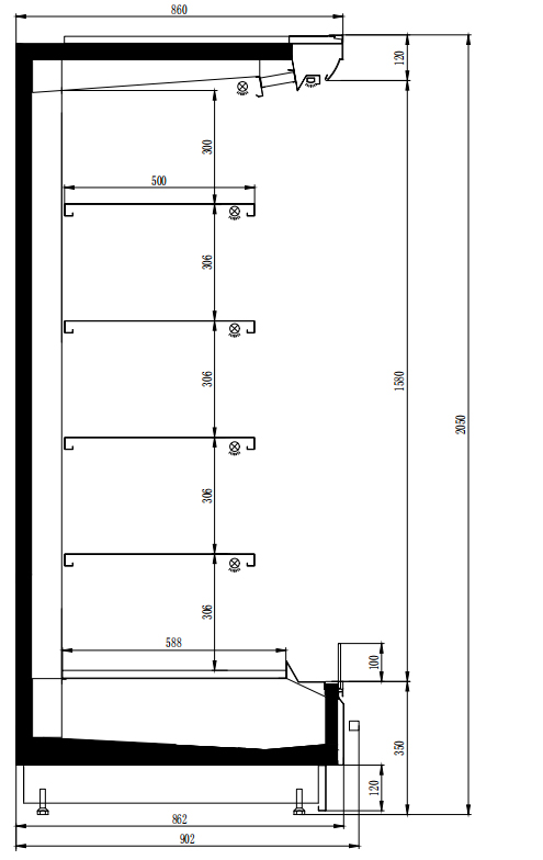 Low Base 5 Layers Shelves Open Vertical Multi Deck Display Chiller photo