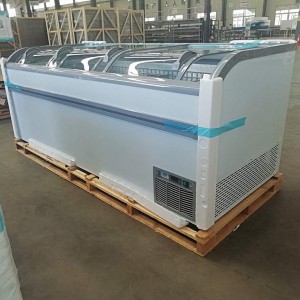 100% Original Factory China Supermarket Commercial Large Capacity Display Sliding Glass Door Chest Island Freezer