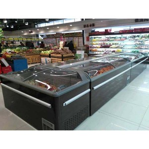 100% Original Factory China Supermarket Commercial Large Capacity Display Sliding Glass Door Chest Island Freezer