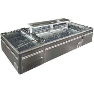 100% Original Factory China Supermarket Commercial Large Capacity Display Sliding Glass Door Chest Island Freezer
