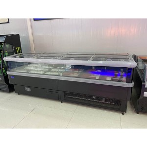2026 High quality 2.5 Meter Sliding Glass Door Island Freezer with Quality Spare Parts