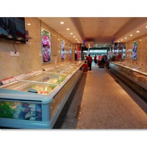 2026 High quality 2.5 Meter Sliding Glass Door Island Freezer with Quality Spare Parts