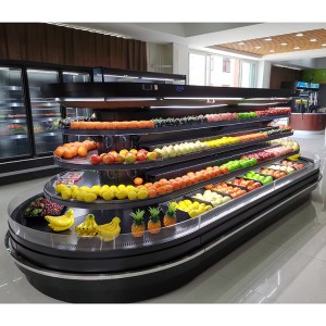 Big Discount China Supermarket Semi Vertical Round Island Multideck Open Refrigerator Display Cooler