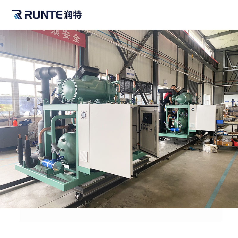 Condensing unit: lubricating oil and filter drier replacement method
